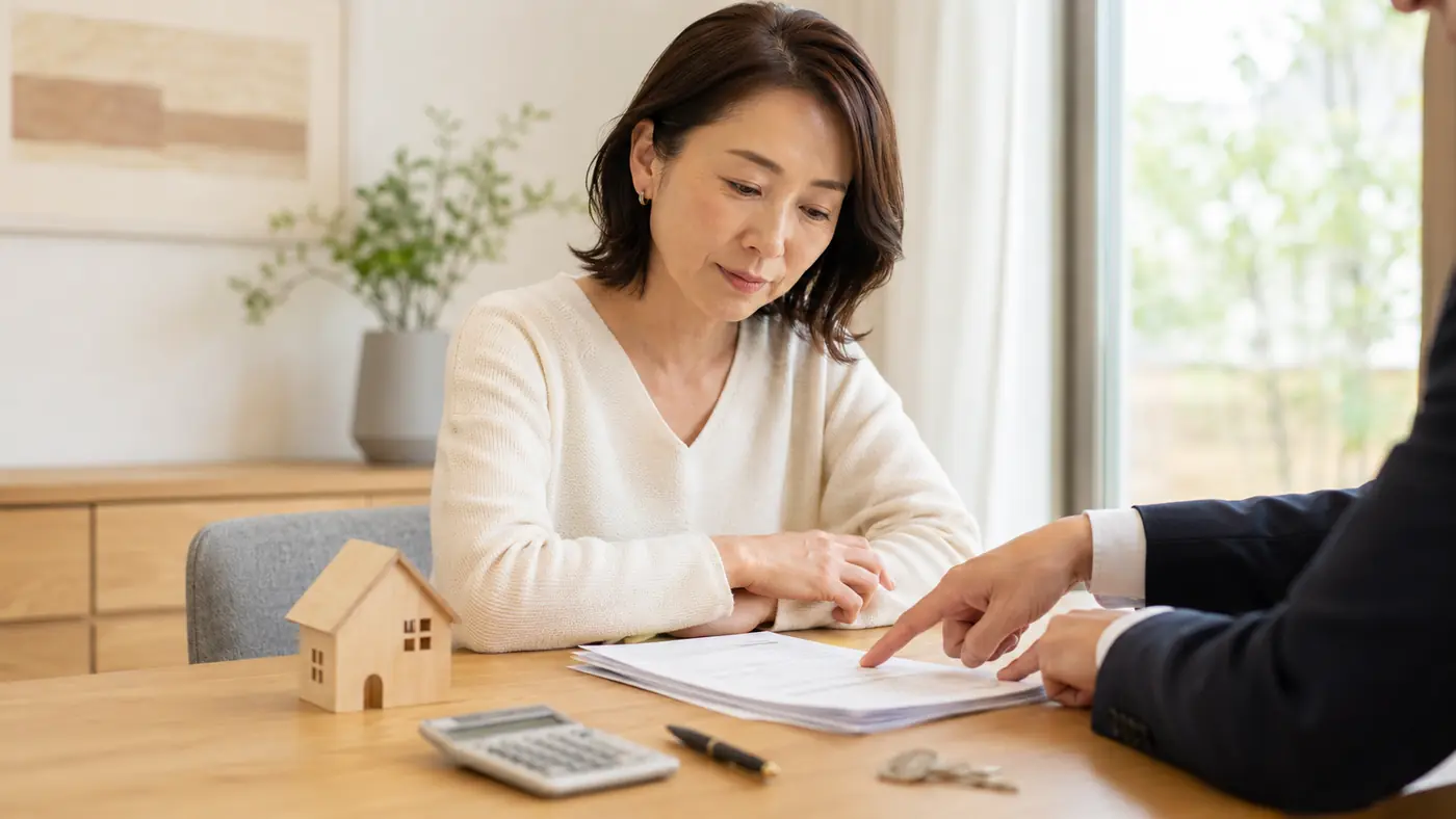 離婚後の住宅ローンの連帯保証人解除と家の売却を相談する女性