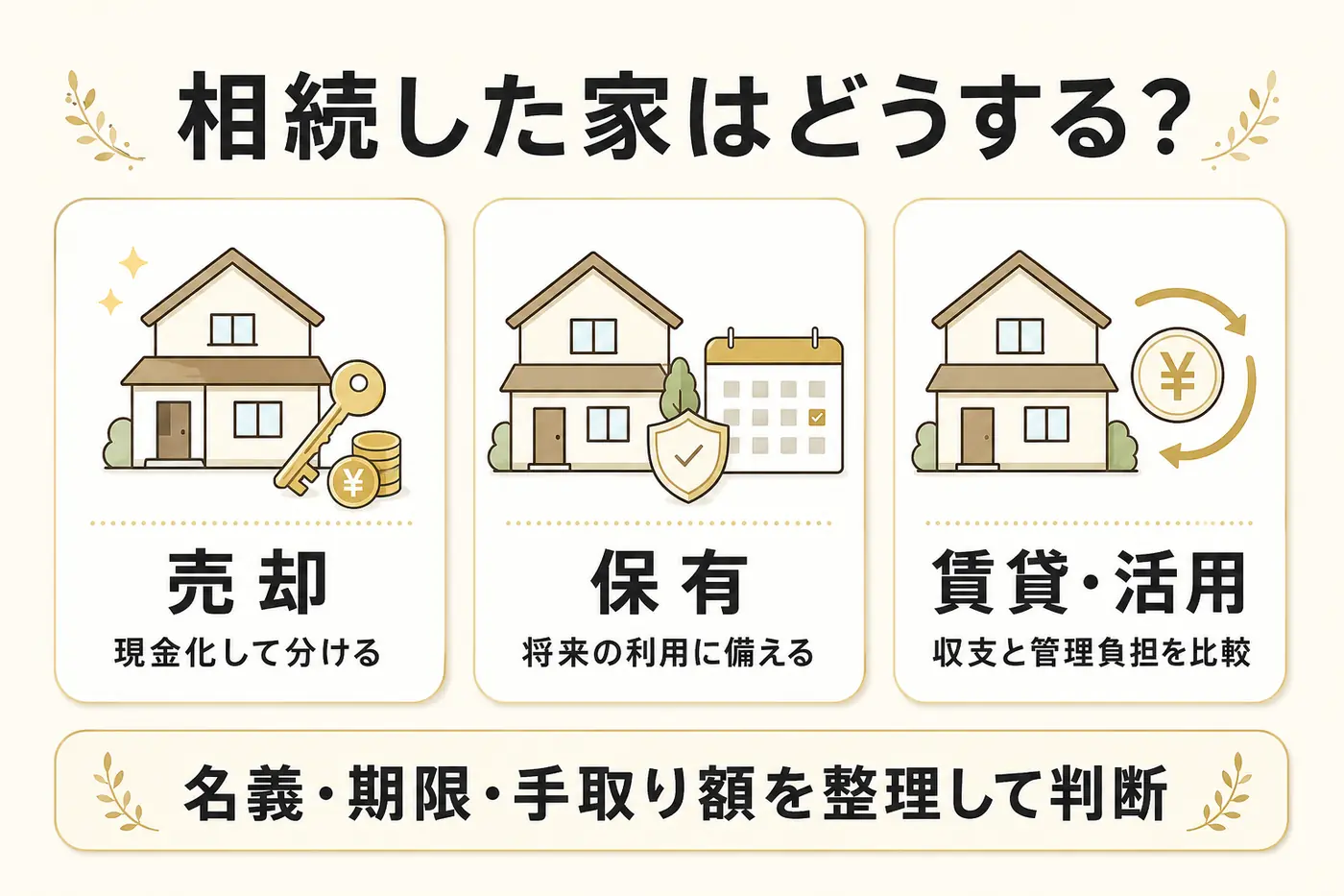 相続した家を売却・保有・賃貸活用の3つから判断する図