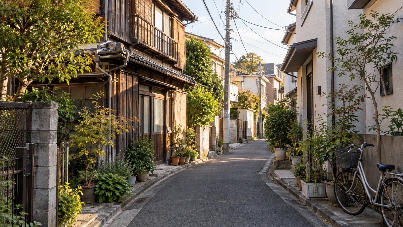 谷中の住宅街の路地(イメージ)