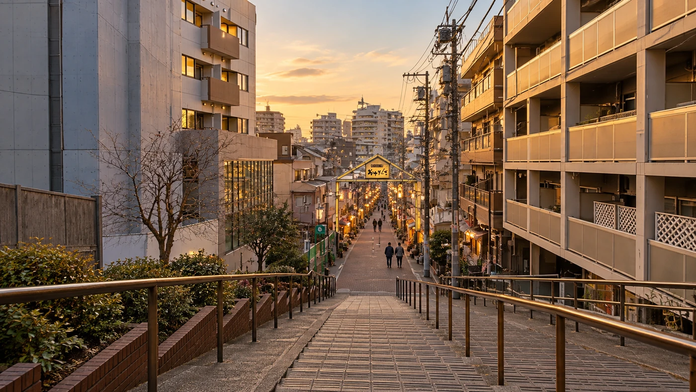 夕暮れどきの夕やけだんだん(イメージ)