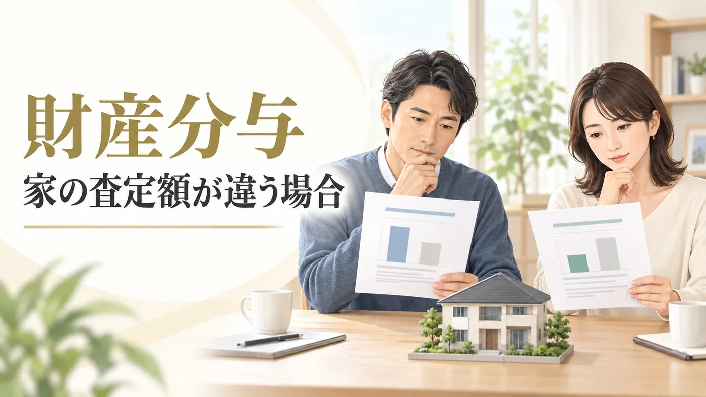 財産分与で異なる家の査定額を比較する夫婦